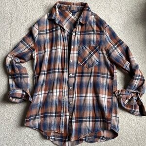 Women’s Plaid Shirt - Blue and Brown